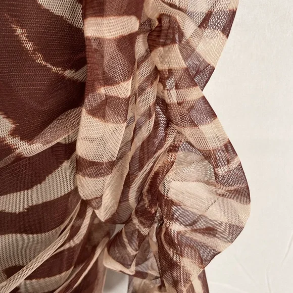 Eloquii Women’s Plus Size 18/20 Crop Top Ruched Brown White Animal Print New 77 - Picture 6 of 10